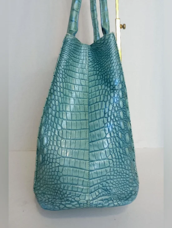 Brahmin Julian Melbourne Tote, Astral, Crocodile Embossed Leather, Aqua - Picture 9 of 16